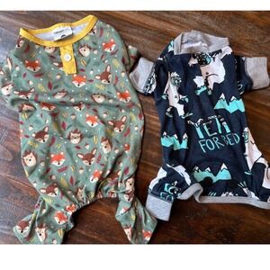 Vibrant Life & Lazy One Dog Pajamas Bundle Small Woodland Yeti 2pc Set